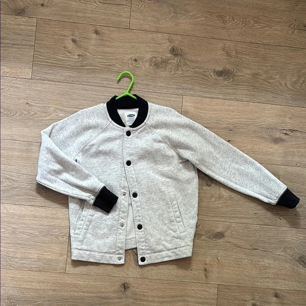 Kids Old Navy Gray and Black Bomber Jacket Casual Style